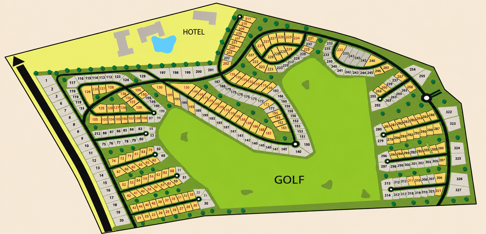 Plan de masse global d’Akenza Golf Resort