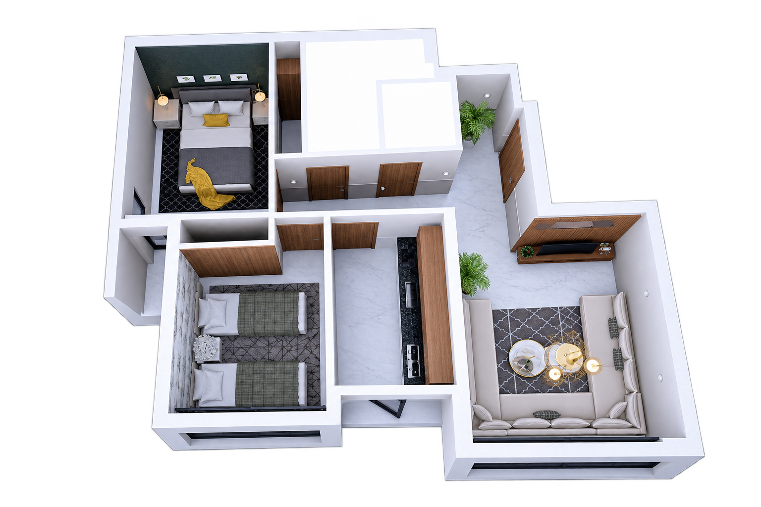 Plan de l'appartement Jasmine de 60 m²
